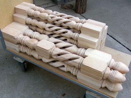 Balustres en bois en chene de qualite superieure, avant livraison, PK012