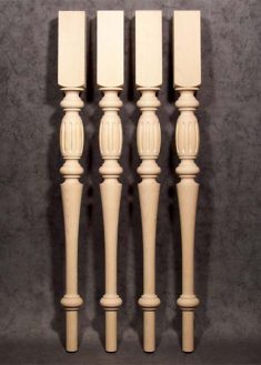 Pied de table bois avec de courtes cannelures, TL70
